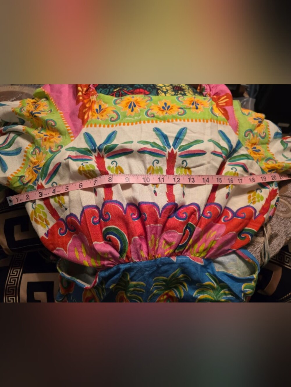 Farm Rio Vibrant Hand-Painted Floral Maxi Dress in Pink, Blue & White - Picture 4 of 4